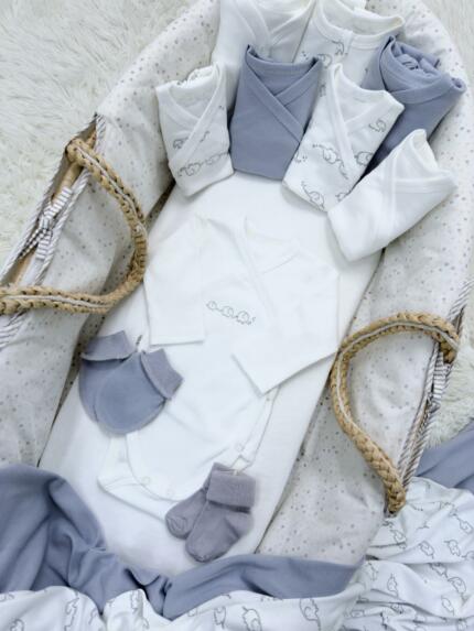 Комплект для новорожденного 30в1 «Серые слоники»